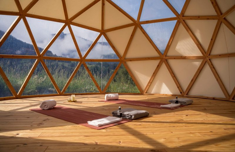 Yoga Session In A Geodesic Bubble